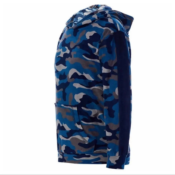 #4 Kids Saint Eve Youth 3 Piece T-Shirt Hoodie Pants PJs Blue & Gray Camo Small - Picture 3 of 9